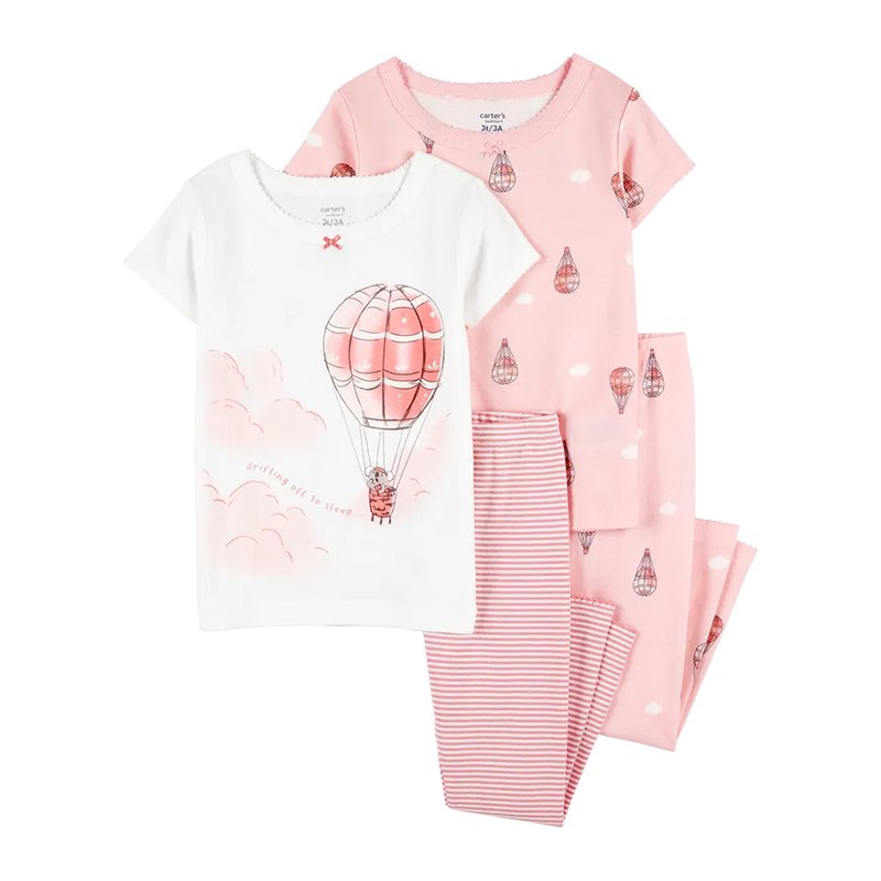 Carter's Girl's 4-Piece Cotton Pajama Set - Hot Air Balloon