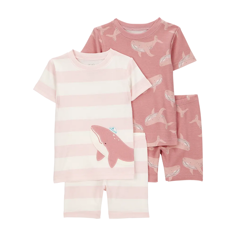 Carter's Girl's 4-Piece Striped Pajamas - Whale