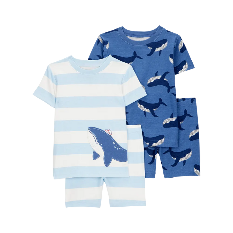 Carter's Boy's 4-Piece Striped Pajamas - Whale