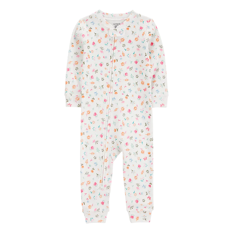 Carter's Girl's Footless Cotton Sleeper - Gray Floral
