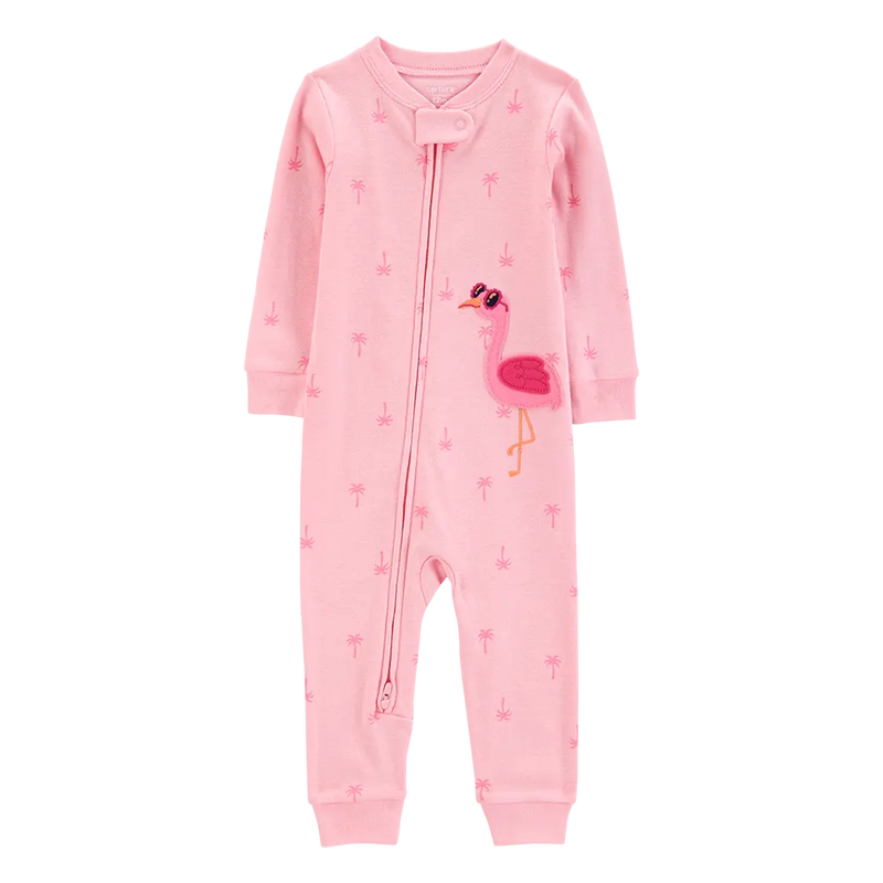 Carter's Girl's Footless Cotton Sleeper - Flamingo