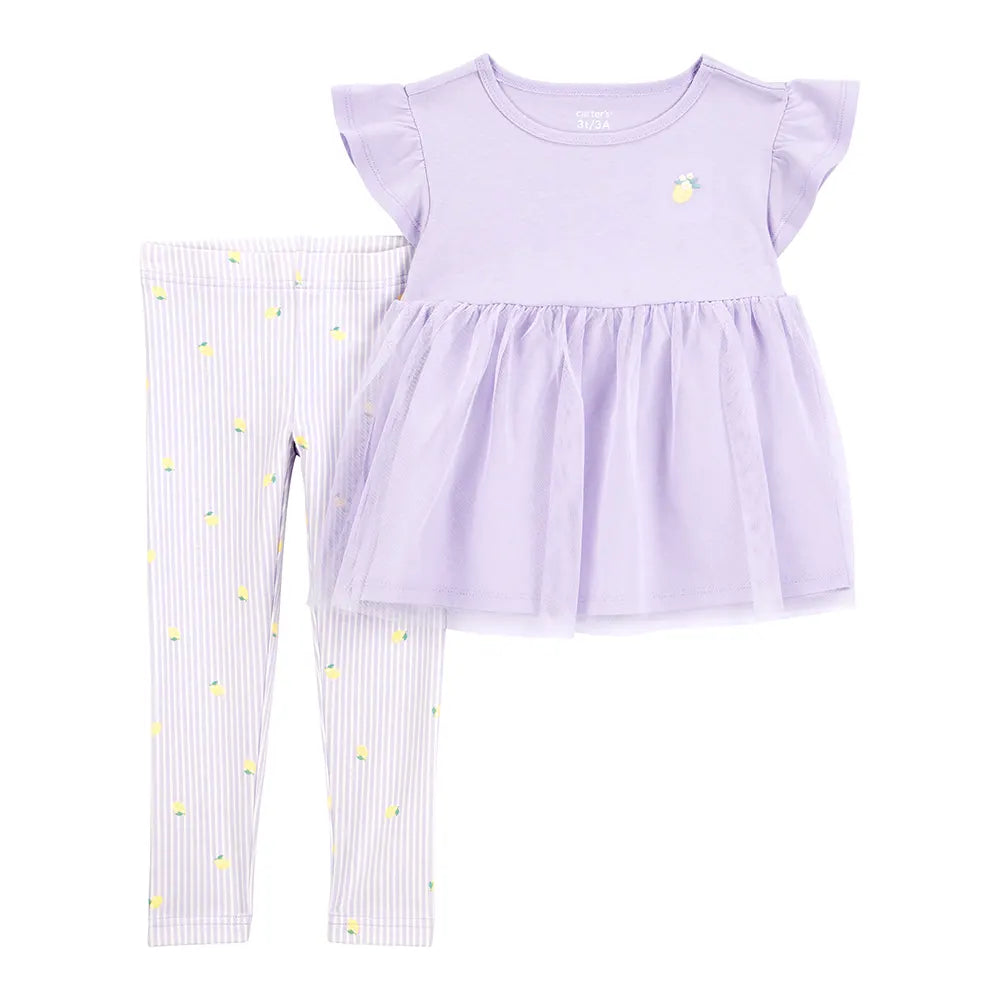 Ensemble 2 pièces haut en tulle et legging fille