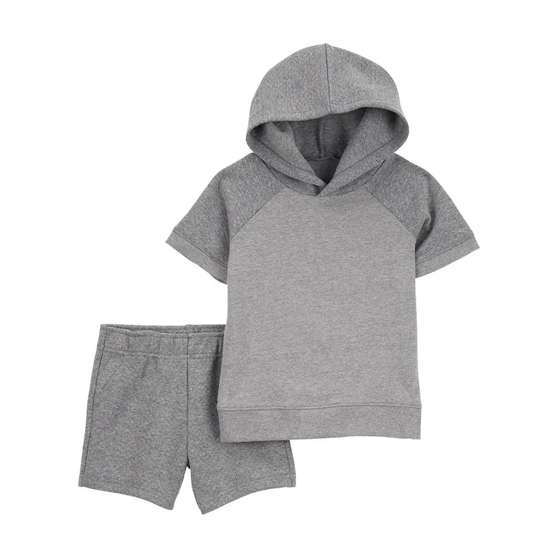 Carter's Boy's Quilted Hoodie & Shorts Set - Gray