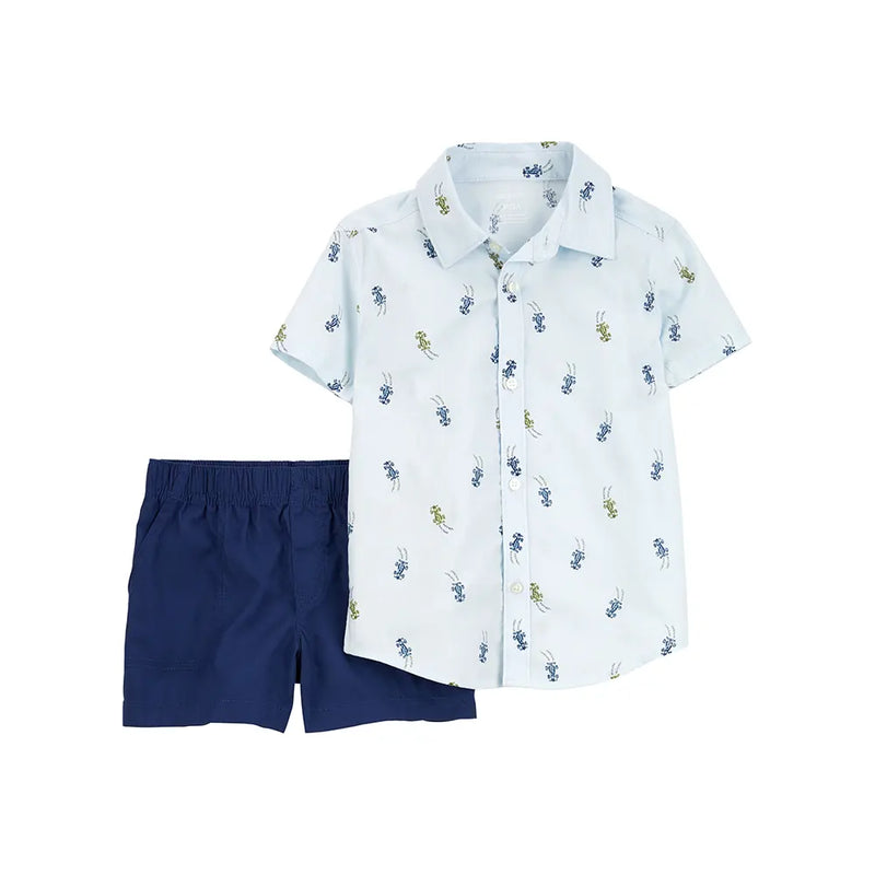 Carter's Boy's Cotton Shirt & Shorts Set - Race Cars