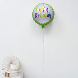 Ballon Rond en Aluminium Happy Birthday Vert - 45cm