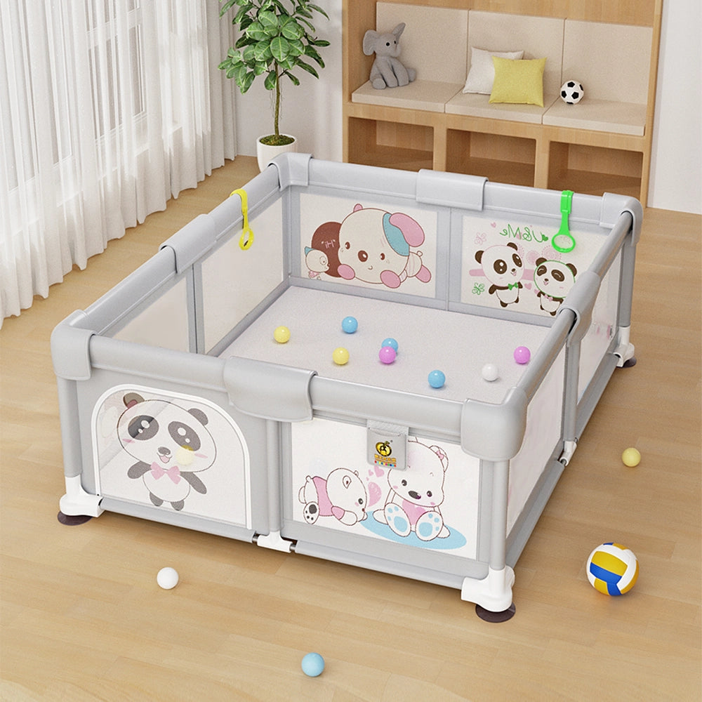 Parc de Jeux (100x19x27cm) avec Barrière de Sécurité - Gris