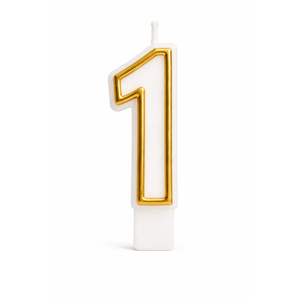 Number 1 Candle - Gold & White