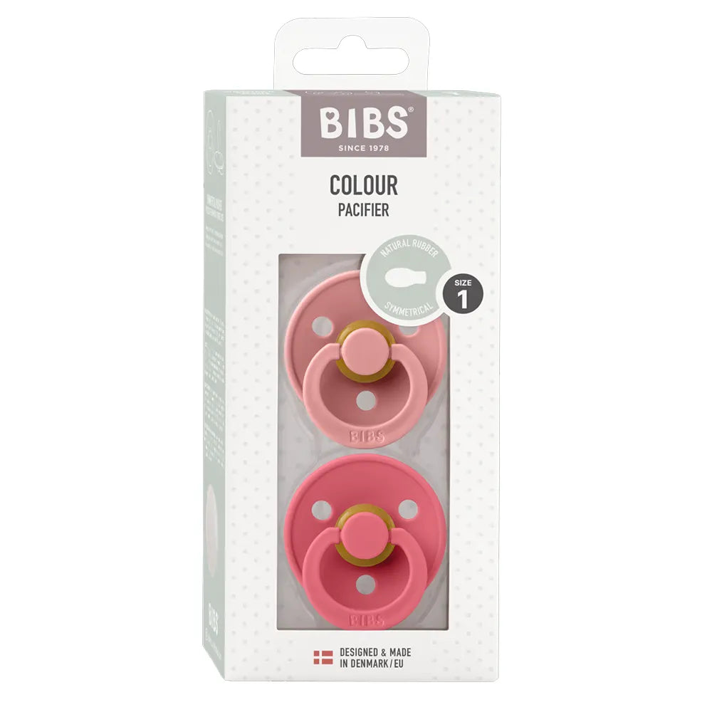 BIBS Lot de 2 Sucettes Symétrique – Rose Poudré/Corail