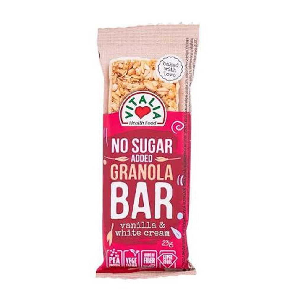 Vitalia Health Food Granola Bar Vanilla & White Cream No Sugar Added - 23g