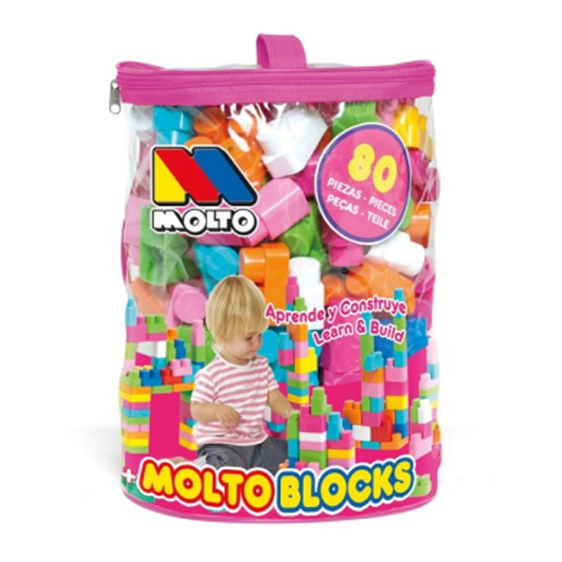 Molto Sac de Blocs 80 Pièces 12M+ - Rose