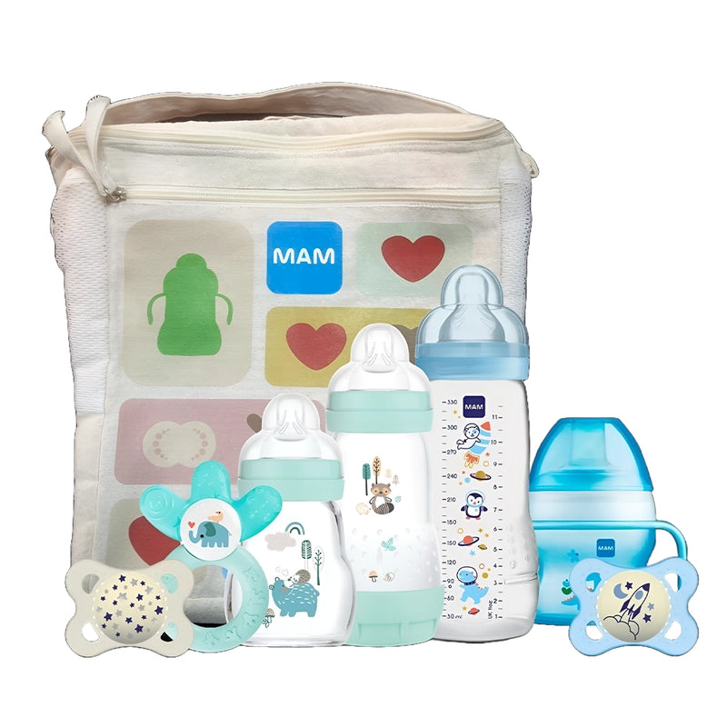 Grow Up With Mam Bag: Set of Bottles + Pacifiers + Teething Ring
