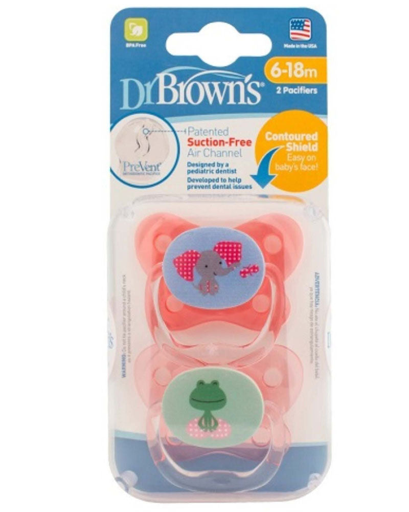 Dr. Brown's Pack de 2 Sucettes BUTTERFLY SHIELD Stage2 6-12M - Pink