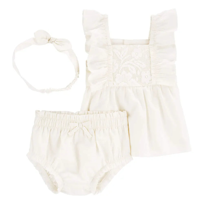 Conjunto de encaje de 3 piezas de Carter - Marfil