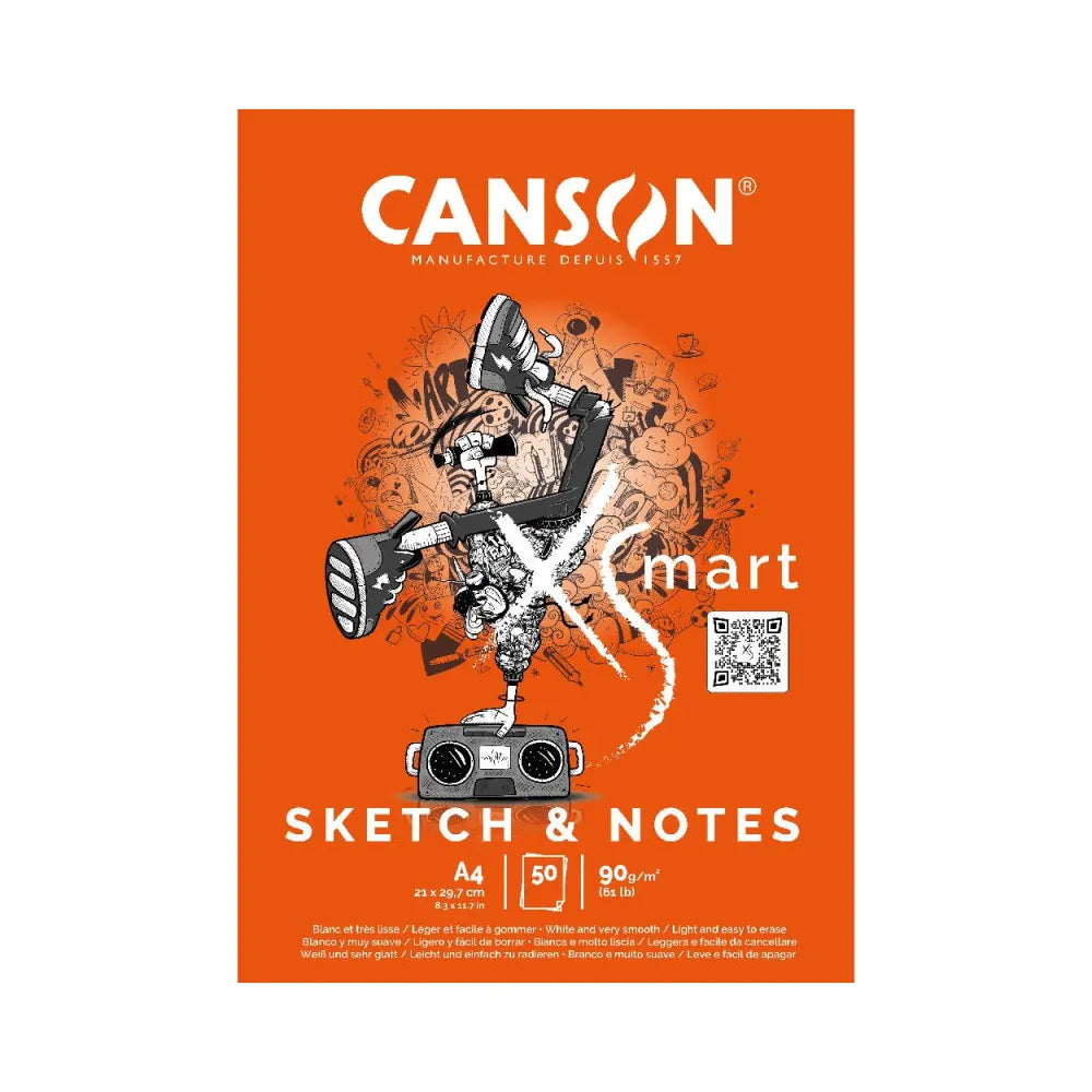 Canson XSmart Sketch & Notes Pad 50 Sheets A4 - 90 g/m²