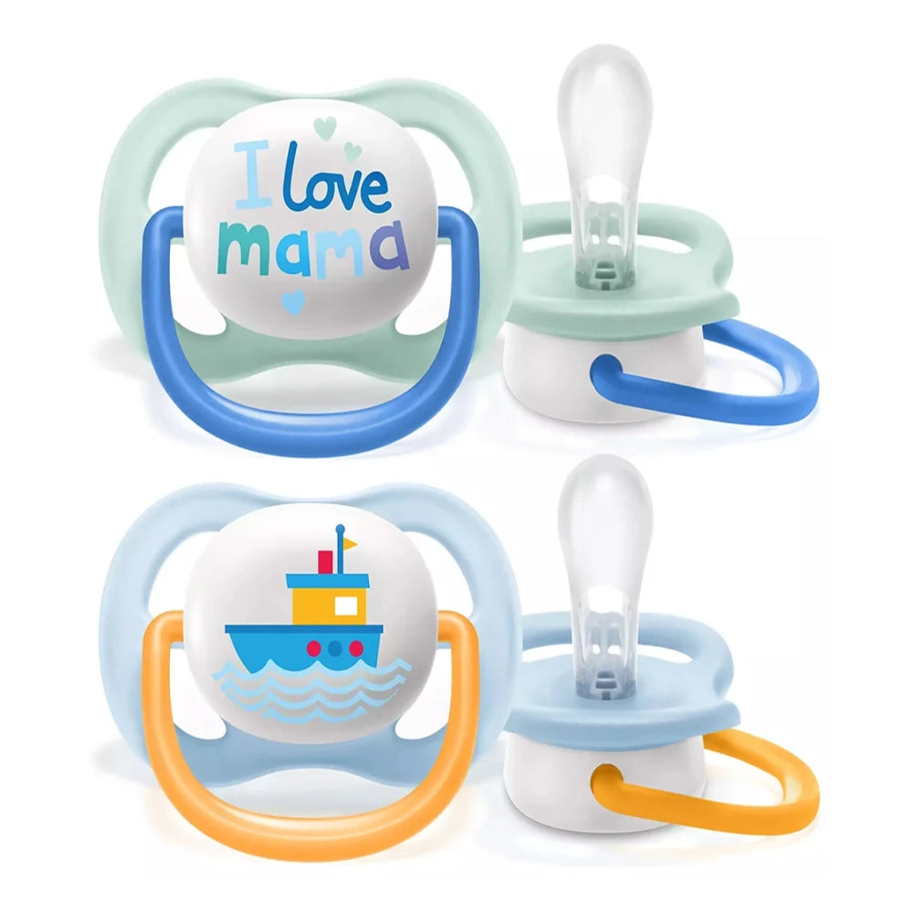 Avent Lot de 2 Sucettes Ultra Air Collection Happy 0-6m Garçon