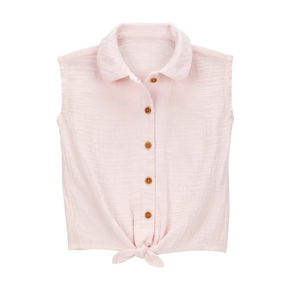 Carter's Girl's Tied Sleeveless Shirt - Pastel Pink