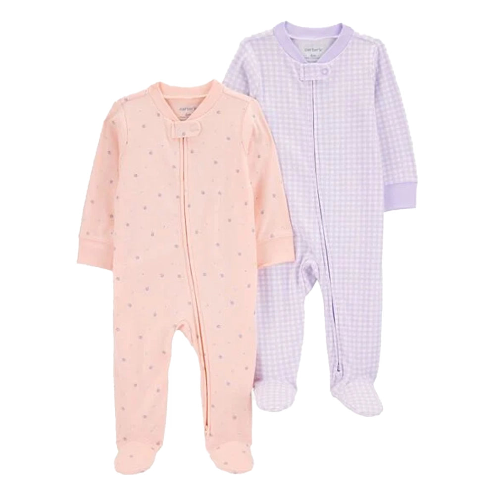 Lot de 2 Grenouillères en Coton Carter's - Rose & Violet