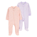 Lot de 2 Grenouillères en Coton Carter's - Rose & Violet