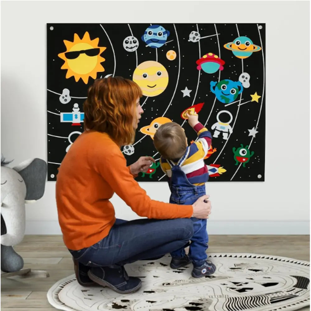 Tapiz Mural Educativo de Fieltro - Tema Espacial