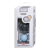 BIBS Lot de 2 Sucettes Symétriques Suprème - Iron/Baby Blue