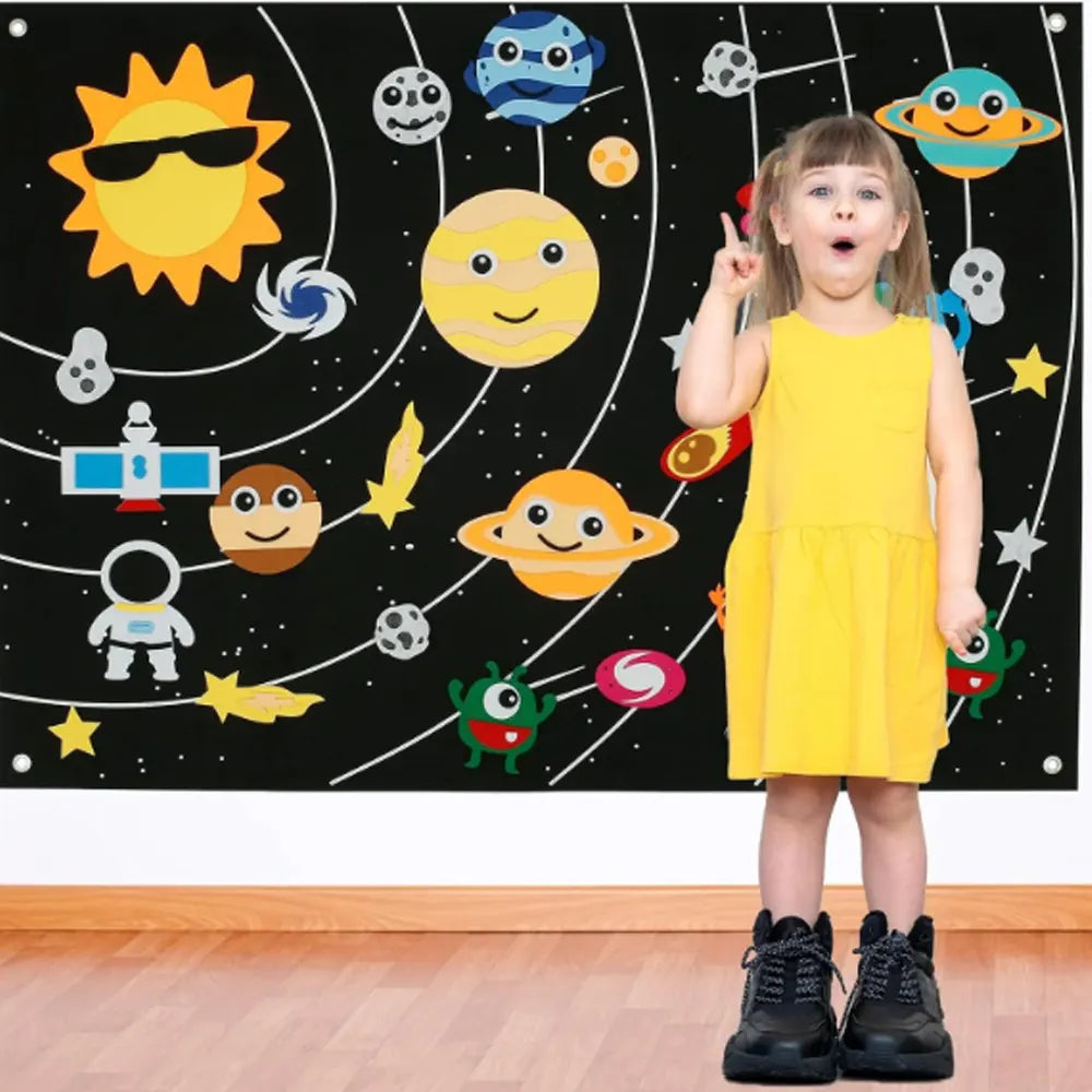 Tapiz Mural Educativo de Fieltro - Tema Espacial