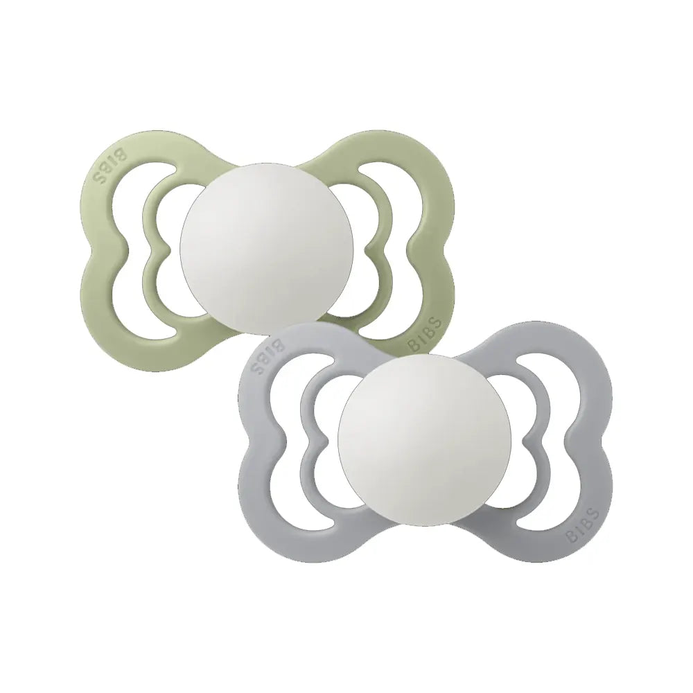 BIBS Lot de 2 Sucettes Symétriques Suprème Silicone - Sauge/Nuage - GLOW