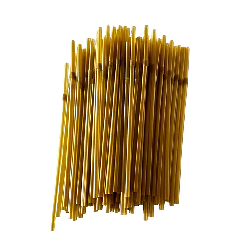 Pack of 80 Plastic Straws - Gold