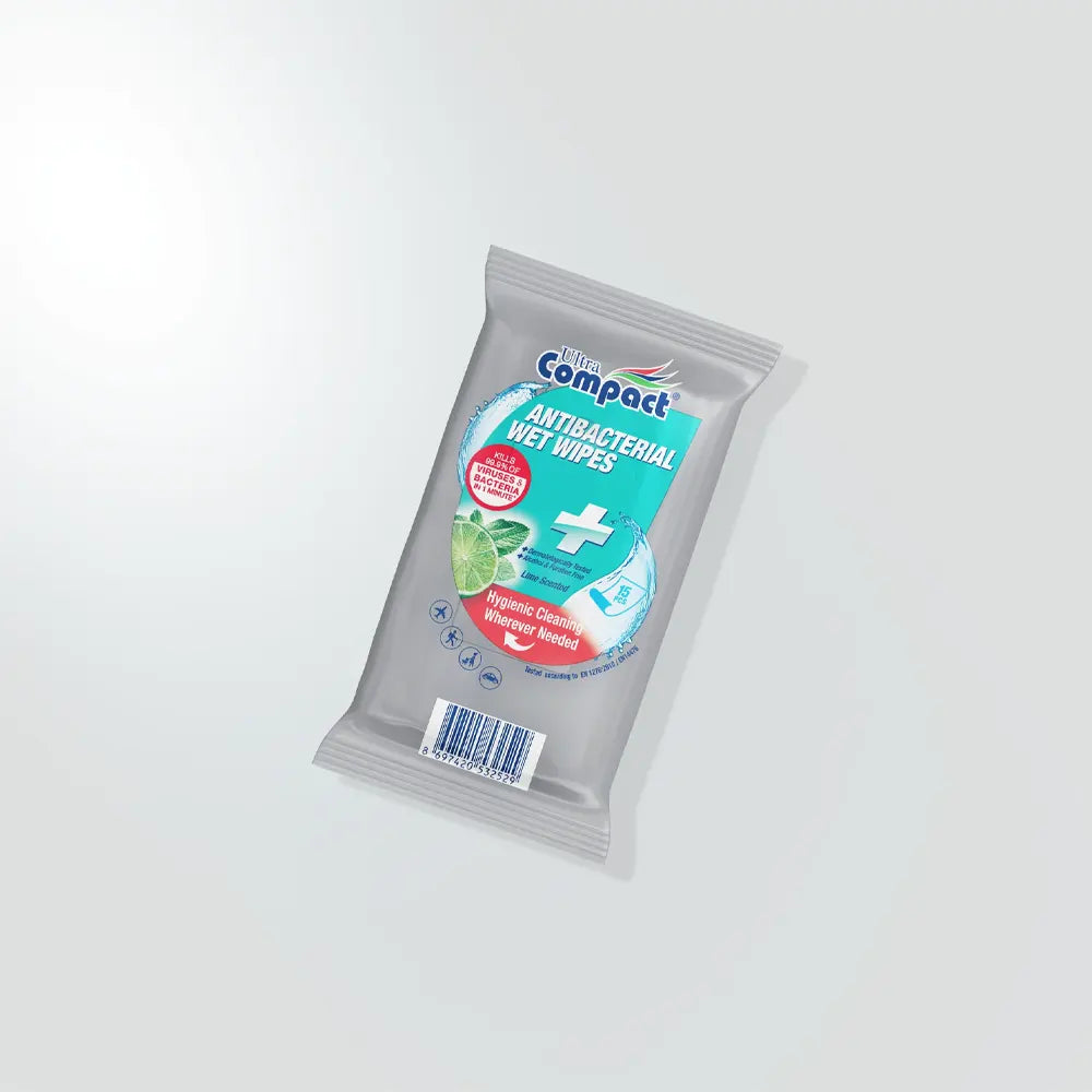 Ultra Compact Pack de 3 Lingettes Antibactériennes 15 Pièces