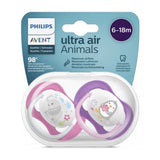 Avent Lot de 2 Sucettes Orthodontiques Ultra Air Animals 6-18m Fille