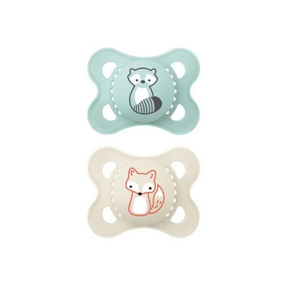 Lot de 2 Sucettes MAM Original 0-6 mois - Raton Laveur & Renard