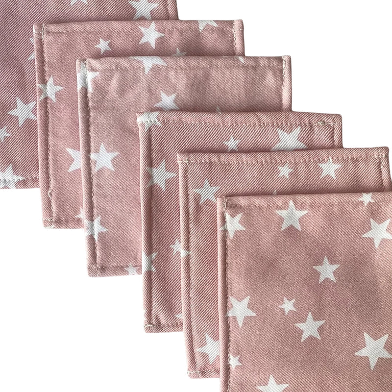 Babymat Juego de 6 Toallitas de Tela - Pequeño Algodón - Estrella Rosa