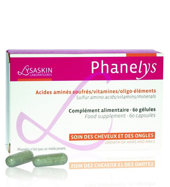 Phanelys 60 gélules – boîte du complément alimentaire cheveux et ongles