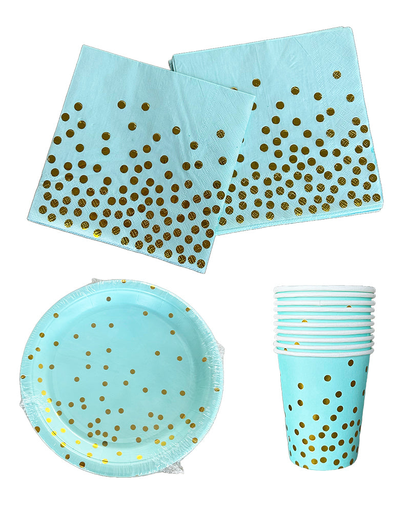 Pack of 10 Napkins & Plates & Cups - Blue
