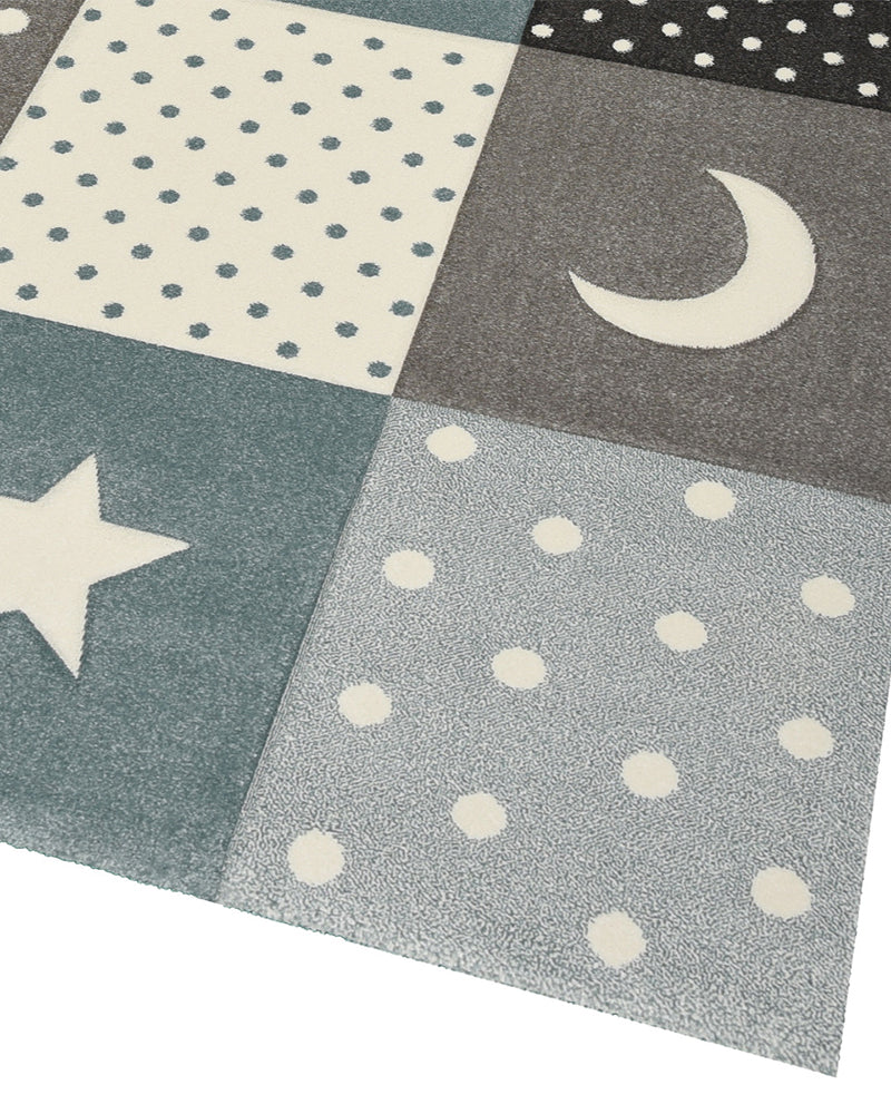 Tapis Rectangulaire Minikids Un Amour de Tapis - Bleu & Noir & Crème