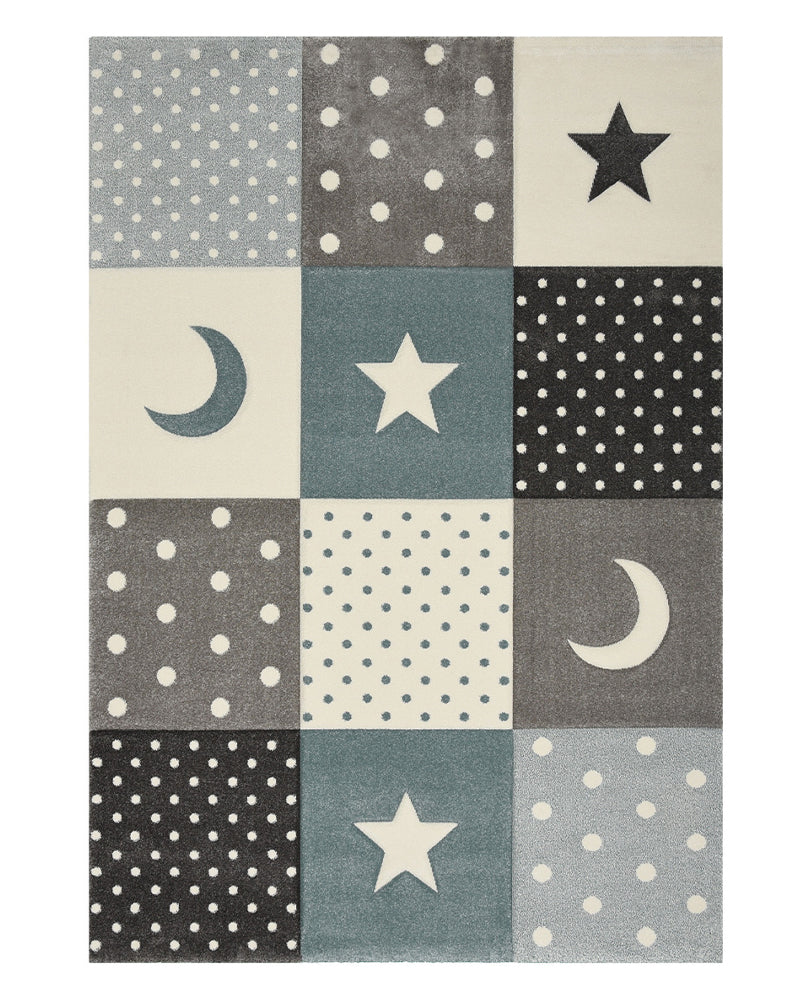 Tapis Rectangulaire Minikids Un Amour de Tapis - Bleu & Noir & Crème