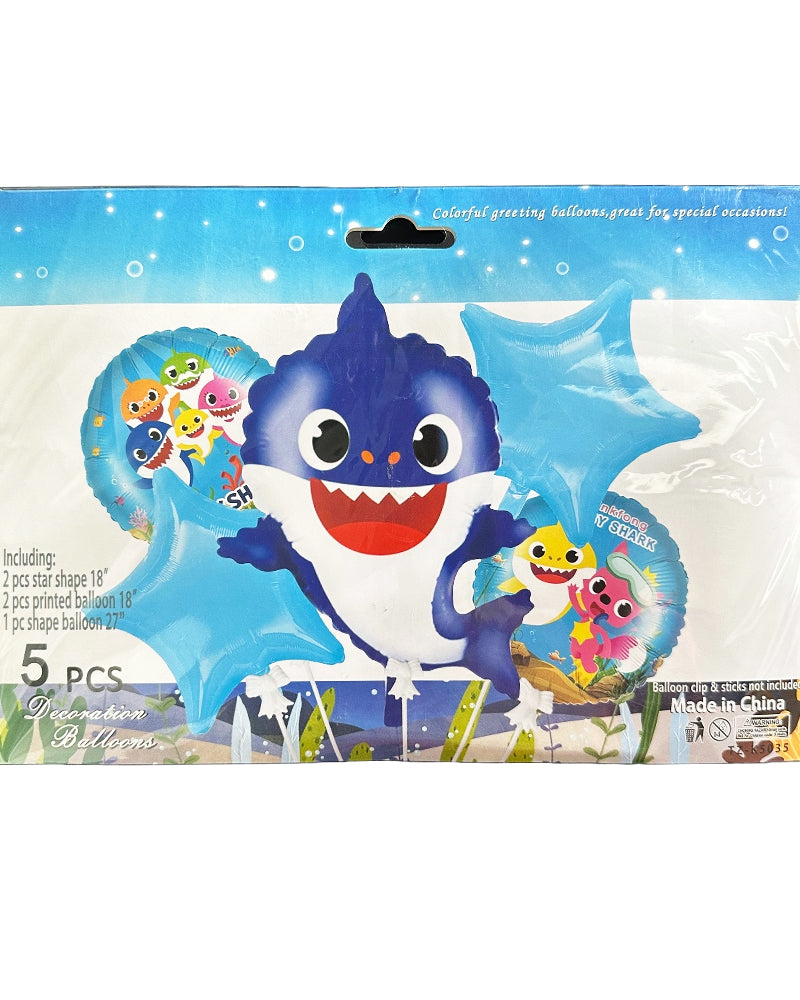 Pack Baby Shark 5 Pieces Decoration For Birthday