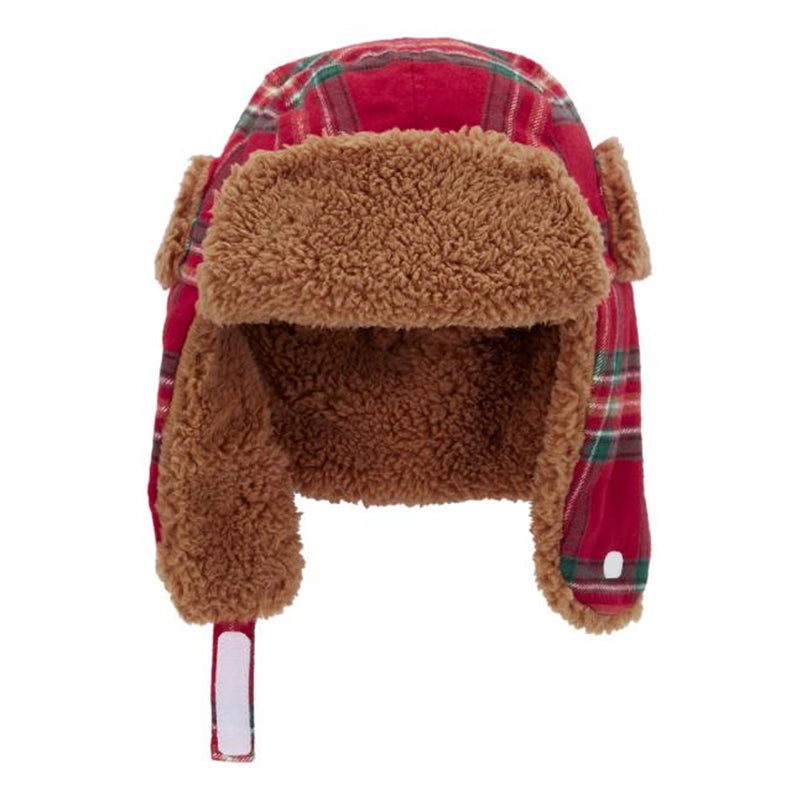 Sombrero de piel a cuadros de Carter - Rojo