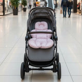 Coussin de Poussette - Étoiles Blanc sur Rose Bonbon