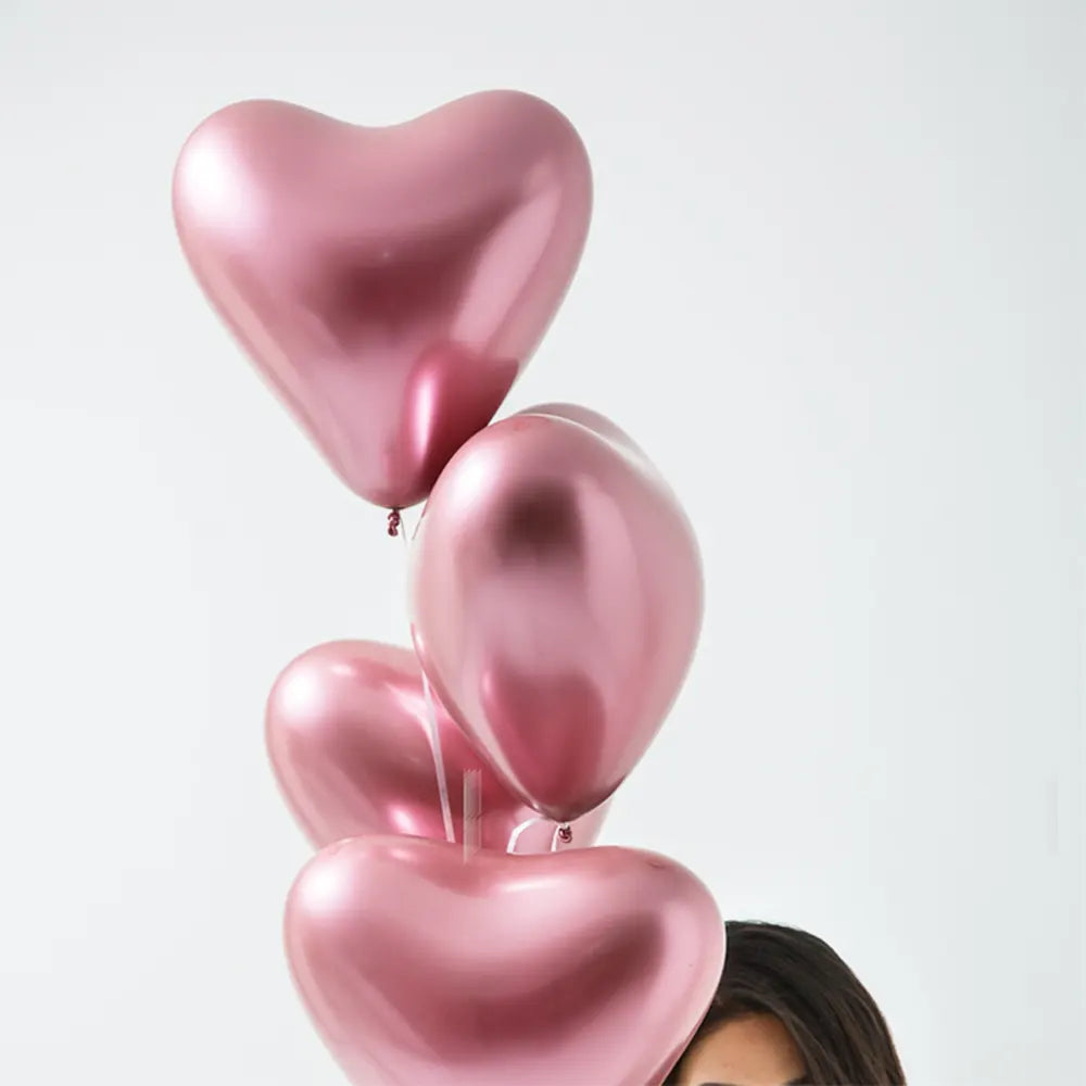 Pack of 50 Red Chrome Heart Balloons - 30cm