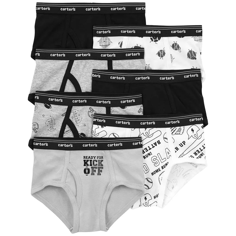 Carter's Boy's 7-Pack Cotton Briefs - Black White Gray
