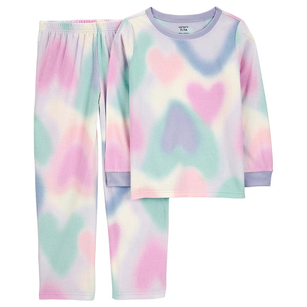 Pyjama 2 pièces enfant motif cœurs teinture spatiale