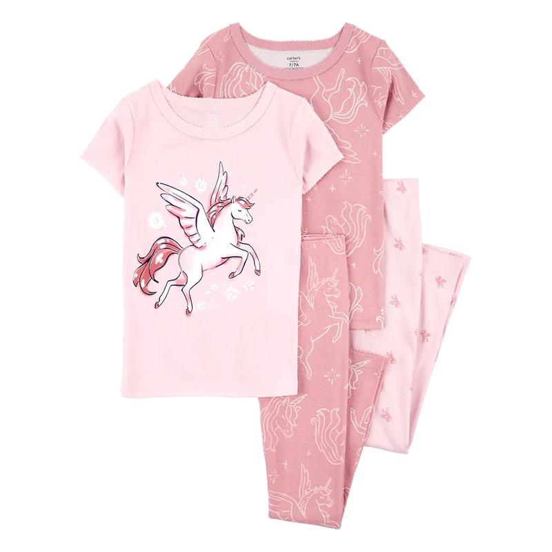 Carter's Girl's 4-Piece Cotton Pajama Set - Unicorn