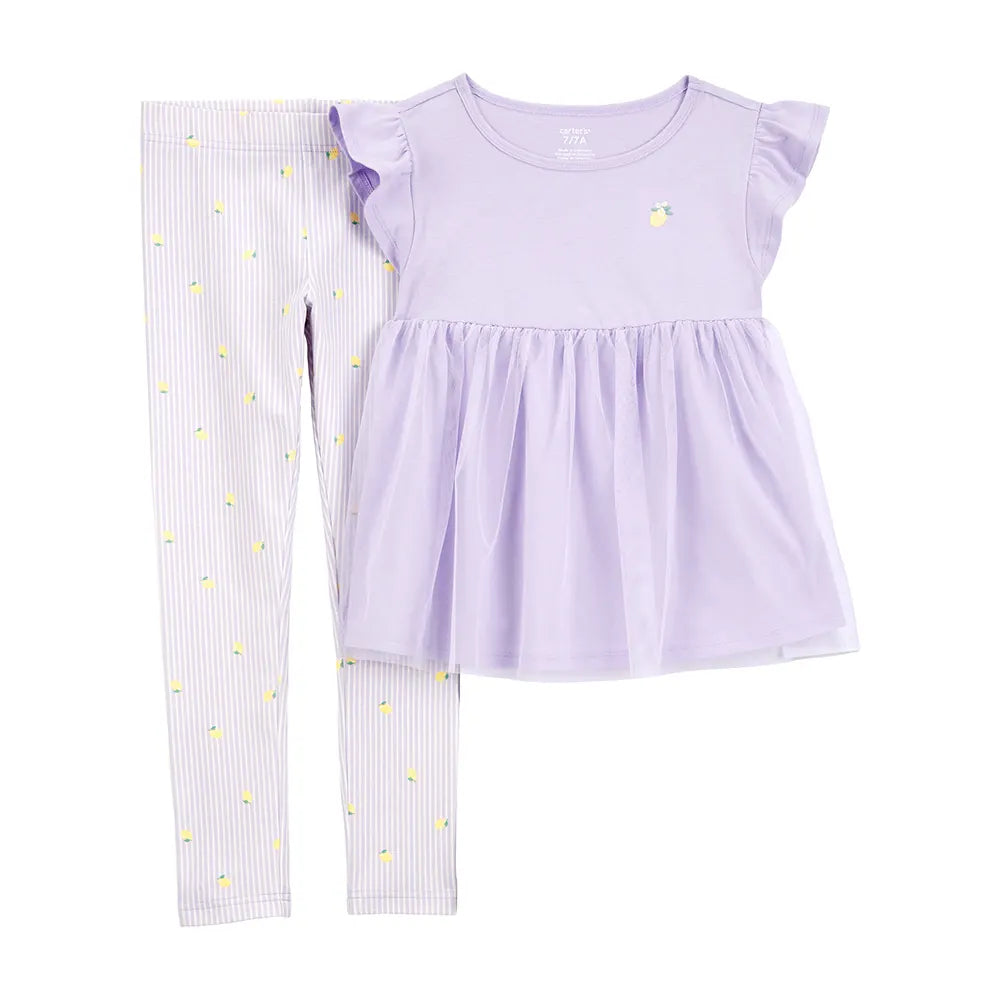 Ensemble 2 pièces haut en tulle et legging fille
