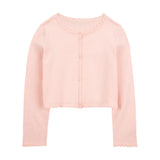 Cardigan à bord festonné pour fille - Rose