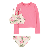Ensemble maillot de bain anti-UV 3 pièces floral fille