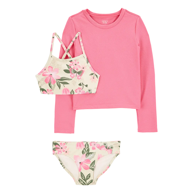 Traje de baño de 3 piezas anti-UV Carter's - Floral para niña