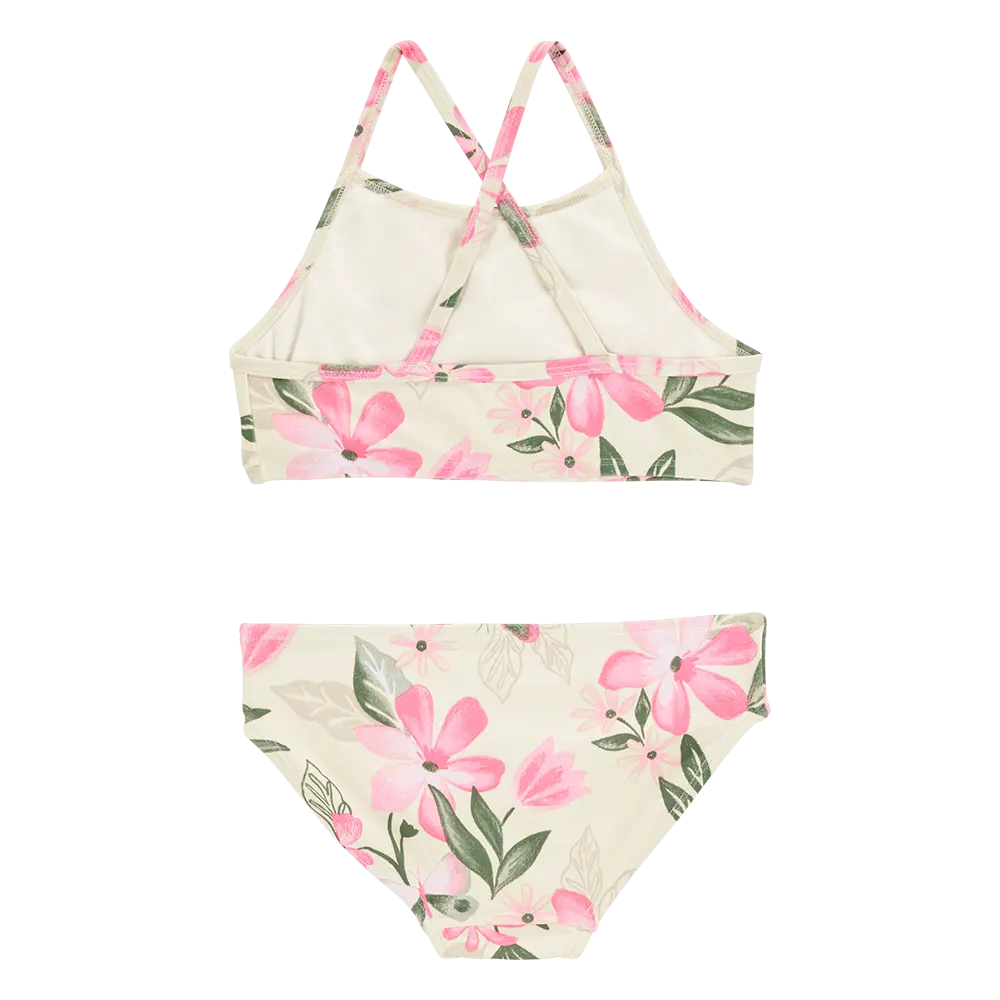 Ensemble maillot de bain anti-UV 3 pièces floral fille