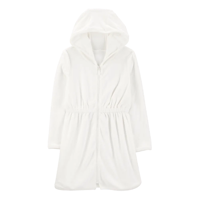 Salida de baño con capucha para niña - Blanco