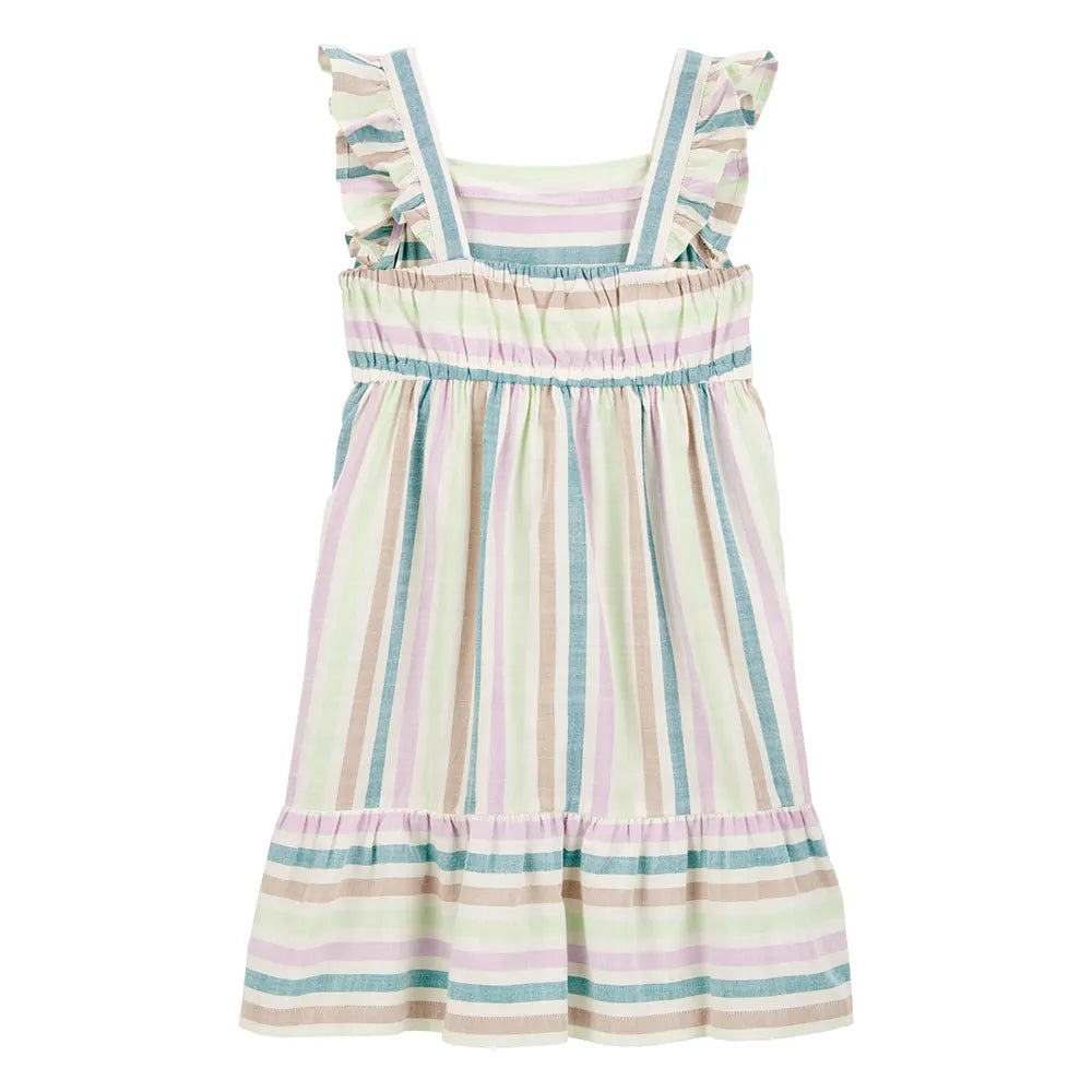 Carter's Girl's Striped Flutter-Sleeve Dress - Multi