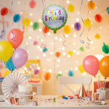 Ballon Rond en Aluminium Happy Birthday Vert - 45cm